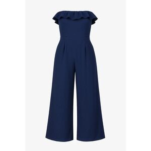 Altar'd State Strapless Jumpsuit Women's Sm Navy, Darted & Form Fitted, Wide Leg